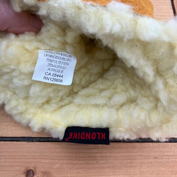 Klondike Suede Leather Mittens Gauntlet Style with Sherpa Poly Fleece Adult Sm - Picture 8 of 8